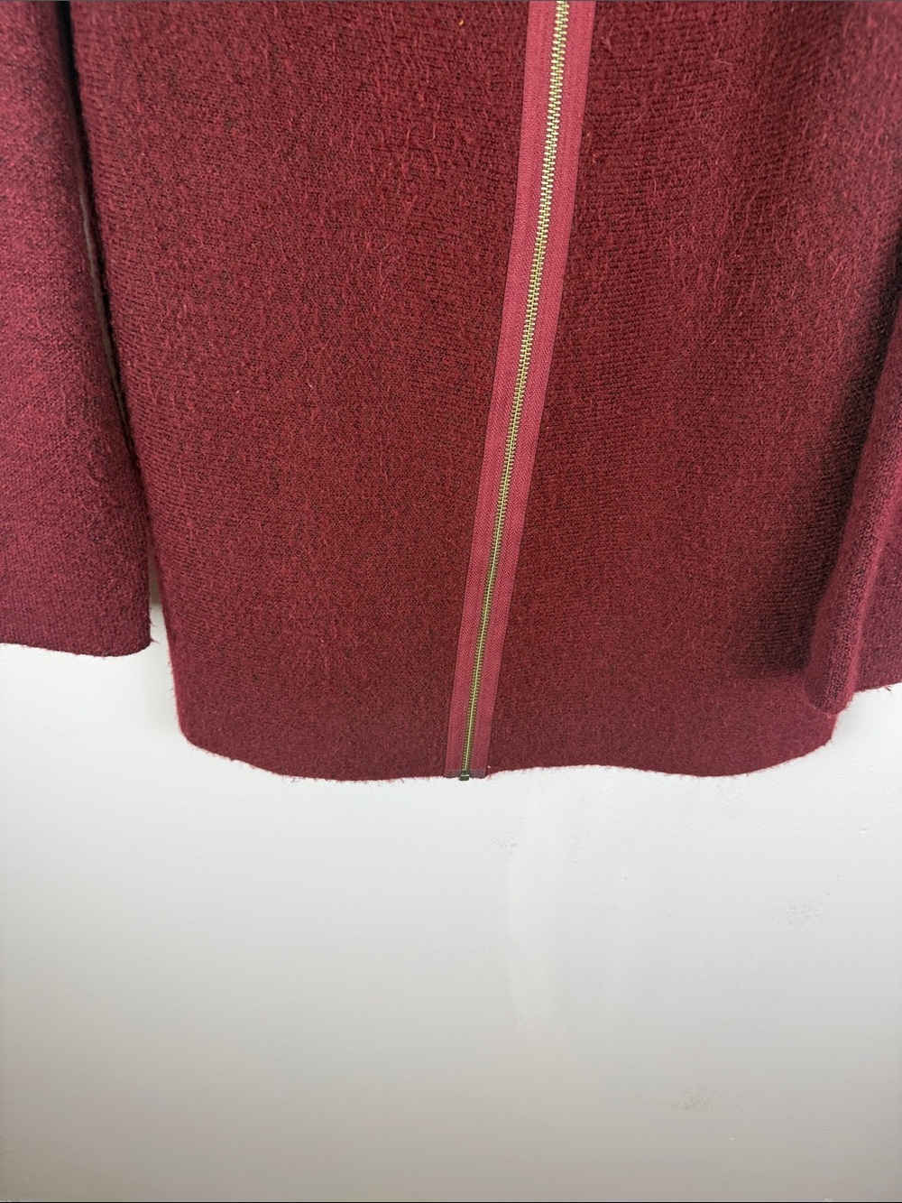 Tahari Asymmetric Zip Wool Blend Cardigan Coat Sweater Burgundy Red L - Picture 9 of 12